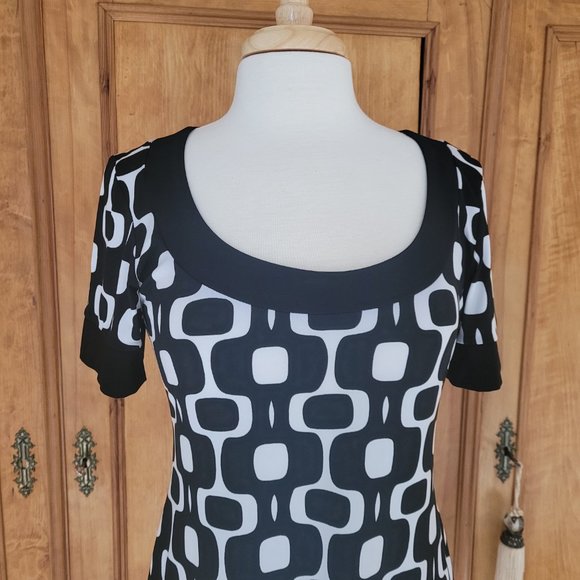 Tiana B Stretchy Scoop Neck Geometric Print Dress. Size PM - Picture 3 of 8